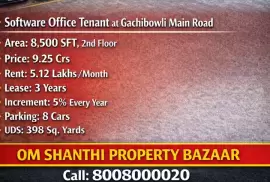 Sale of commercial property withSoftware office at Gachibowli main road, Area,8500 sft, 2nd floor,Pr, Hyderabad, 8500 Sq ft