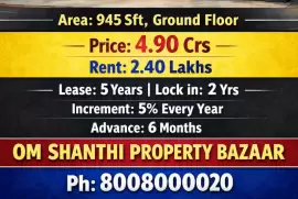 Sale of commercial property with Retail showroom at Himayathnagar main road, Hyderabad, 945 Sq ft