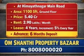 Sale of commercial property with Leading Mattress Branded showroom  at Himayathnagar main road, Hyderabad, 1100 Sq ft
